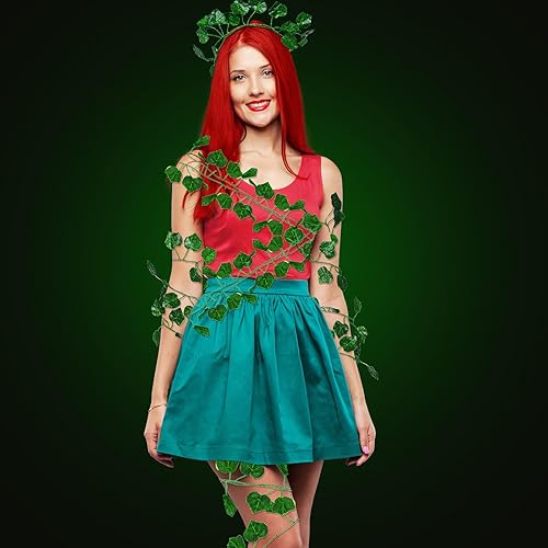 Miniatura 4 de Jutom Disfraz de hiedra de Halloween de 12 piezas de 86.64 pies, plantas artificiales colgantes para mujer, cosplay, temática de selva, disfraz de