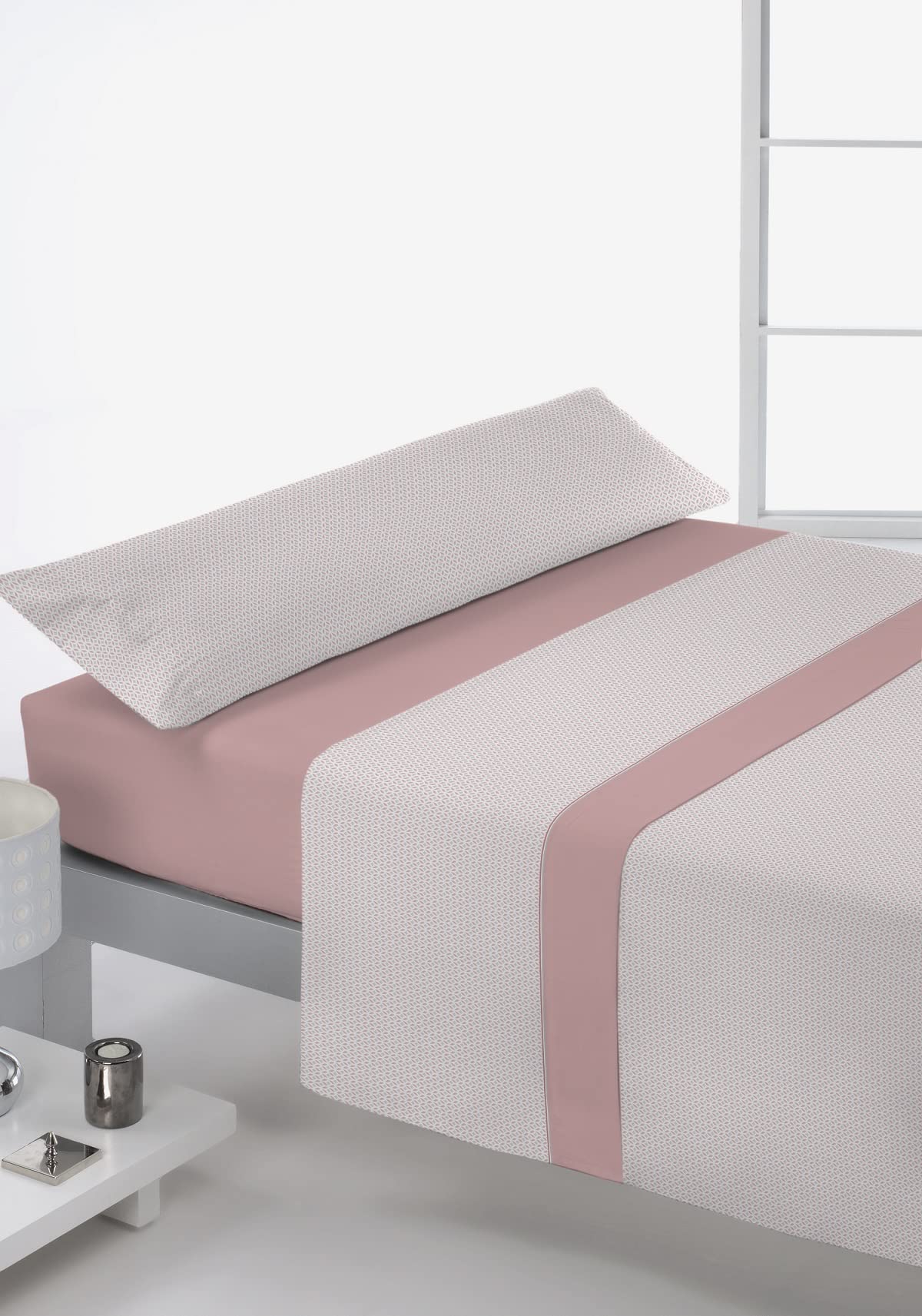 Juego DE SÁBANAS Invierno 3/Piezas, Tejido: Franela ALGODÓN 100% , Modelo: QASBA, Color: 02, para Cama DE 105cm.