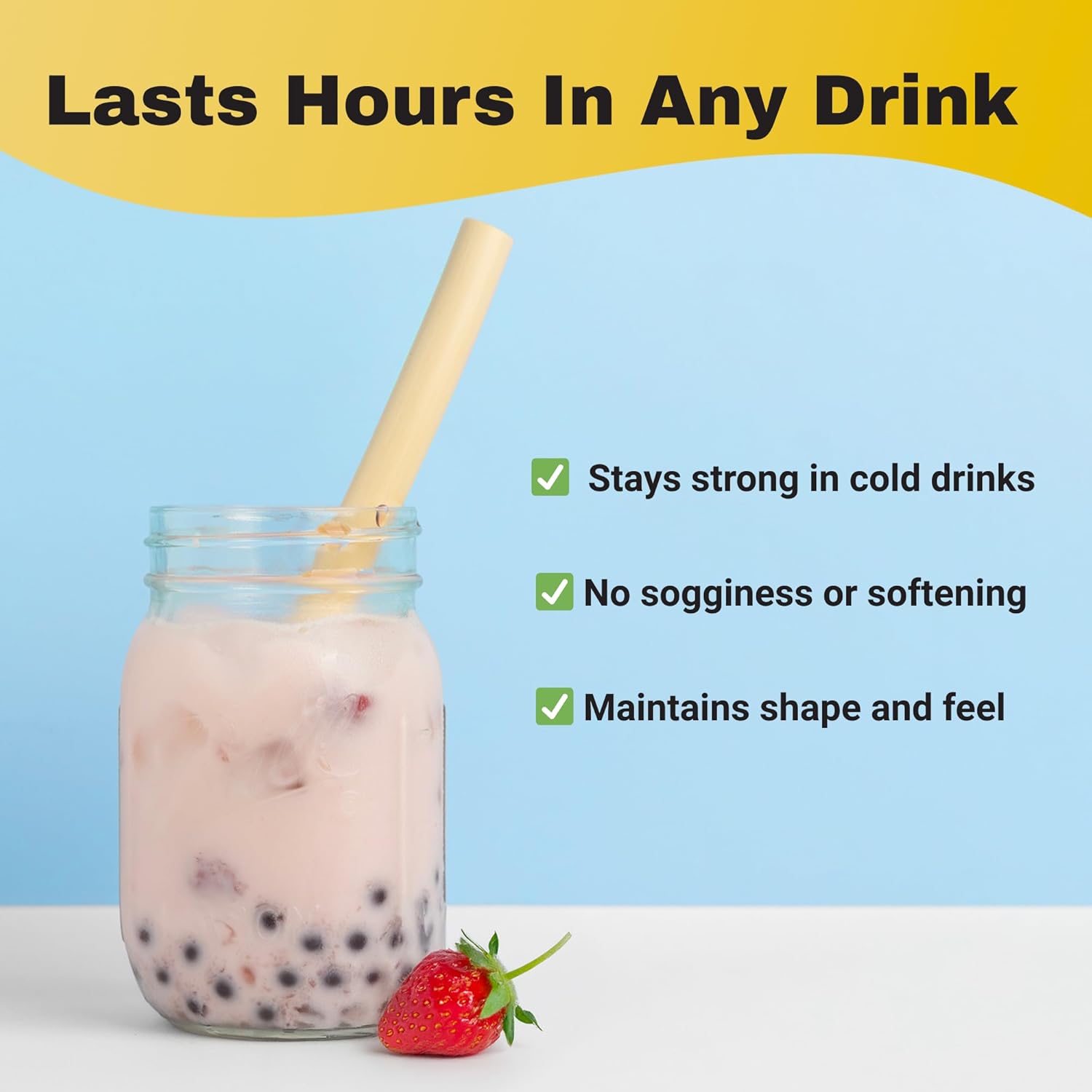 HAY! STRAWS Reed Boba Straws 500PCS | 12mm Extra Wide Natural Plant Stem | Never Soggy PFAS-Free Biodegradable | Ocean-Friendly for Bubble Tea Smoothies