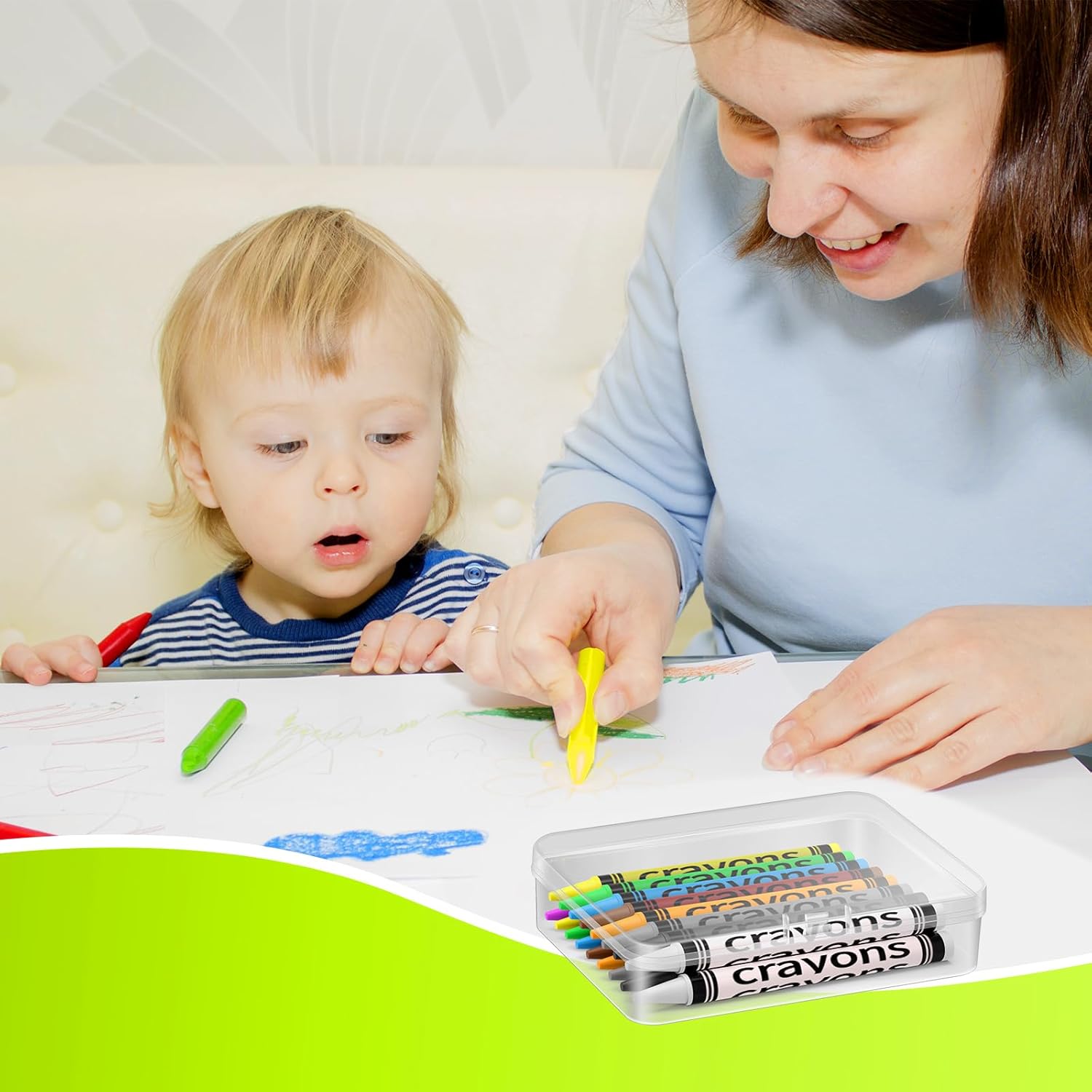 24 Pcs Clear Crayon Box Holds 24 Crayons, 4.5 x 3.4 Inch Plastic Stackable Case Mini Storage Containers Box with Hinged Lid for School Classroom Office Supply (Clear) - Image 6