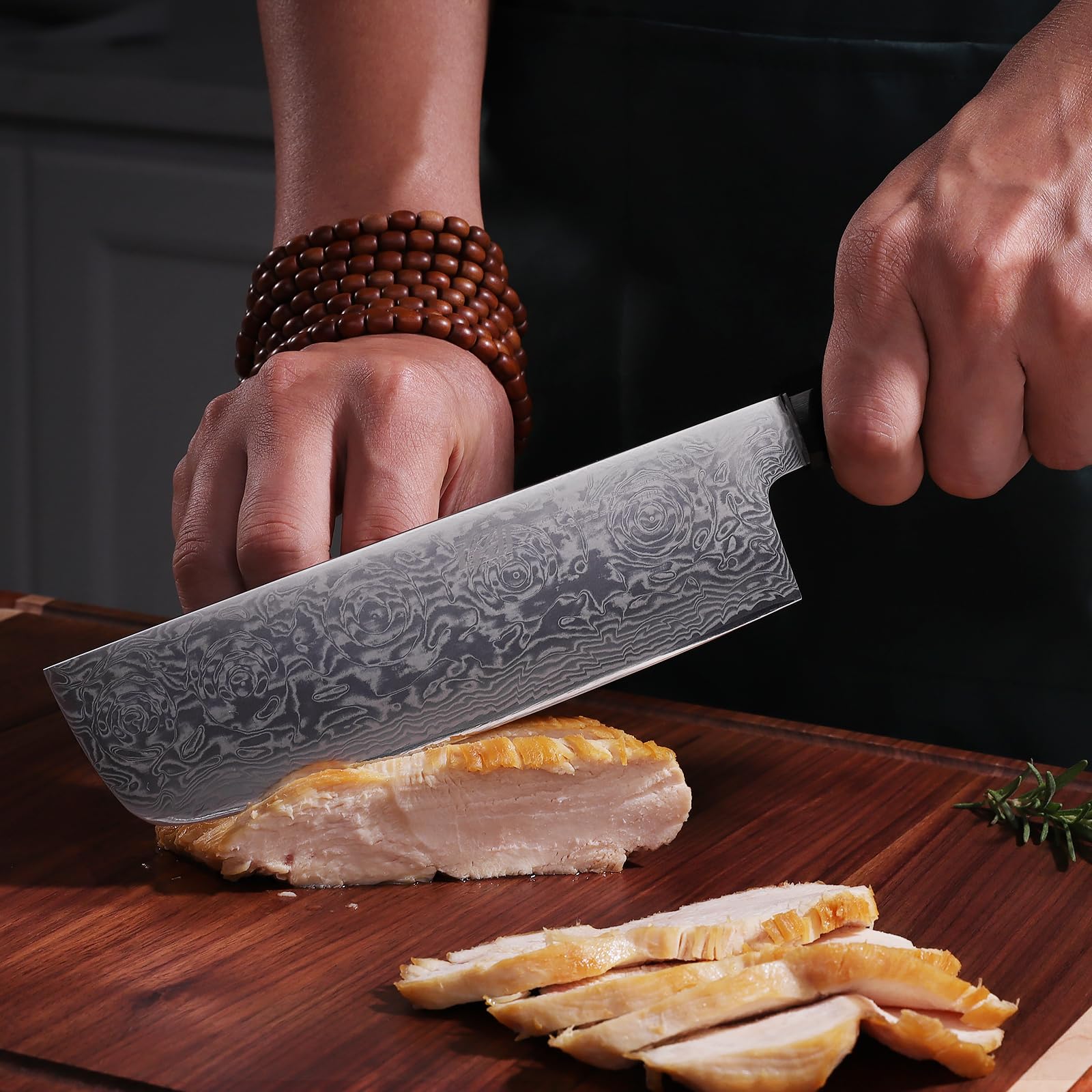 FINDKING Nóż Nakiri 16,3 cm, japoński nóż do warzyw CZARNY-ROSE | Nóż Nakiri, nóż 16,3 cm, nóż do warzyw, precyzyjne cięcie, codzienne gotowanie
