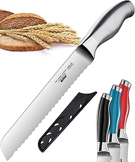 Orblue Serrated Bread Knife with Upgraded Stainless Steel Razor Sharp Wavy Edge Width - Bread Cutter Ideal for Slicing Hom...