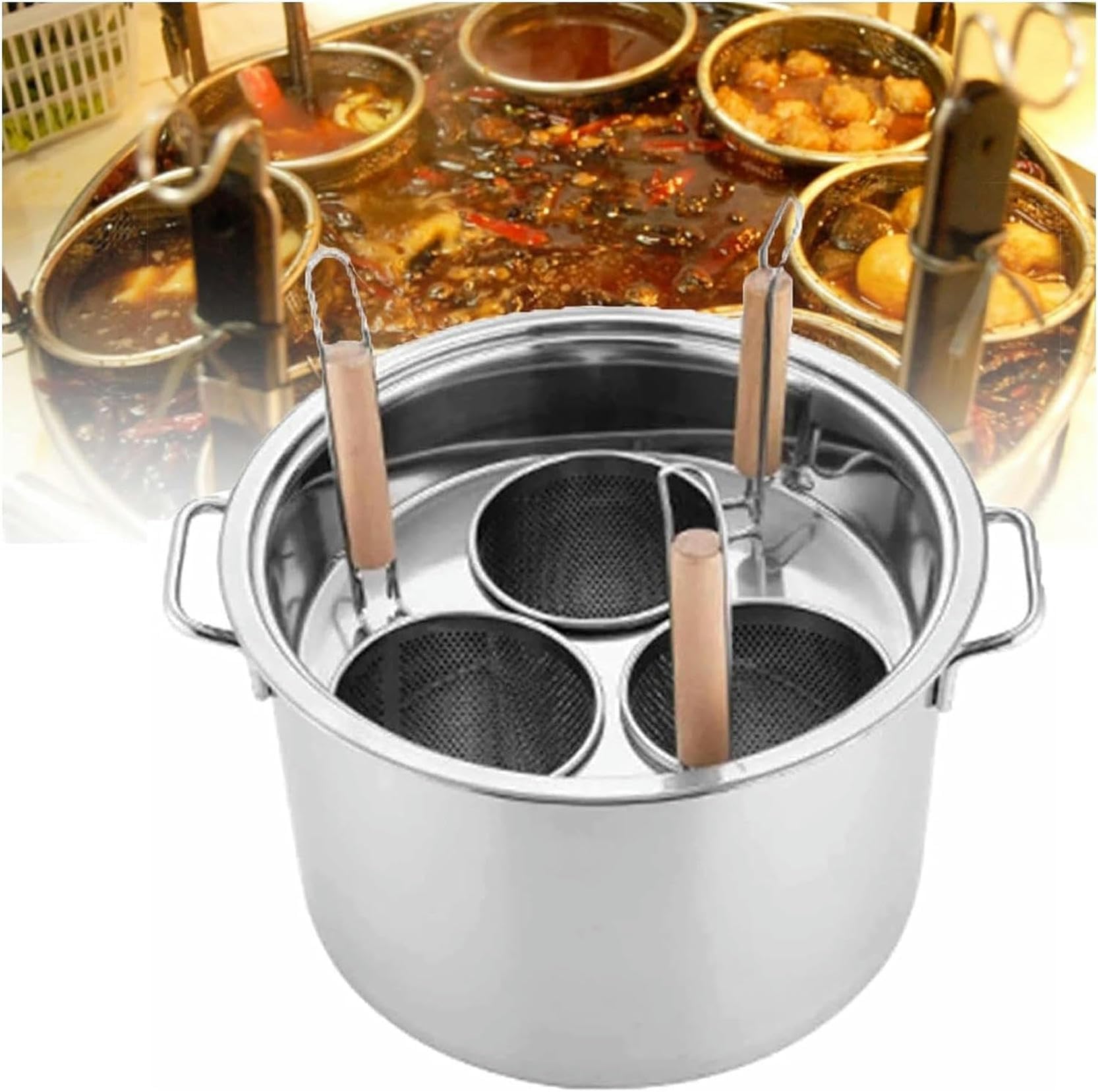 Pot à pâtes induction en acier inoxydable avec panier passoire et pavillon à vapeur