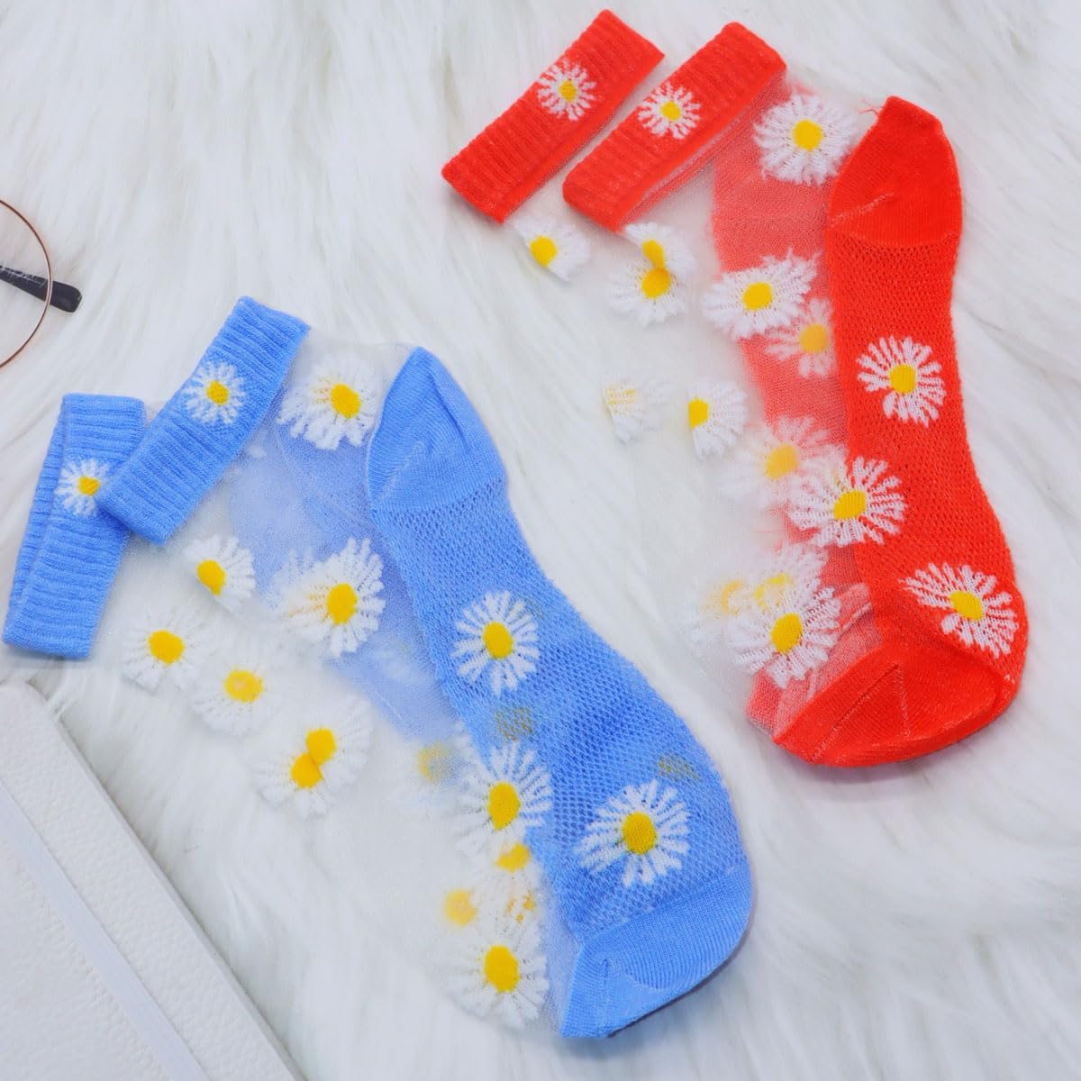 FZBNSRKO 7 Pairs Sheer Lace Ankle Socks Ultra Thin Transparent Colorful Mesh Low Cut Sock Short No Show Liner Thin Lace Fishnet Socks for Women/Girls(Mixed Color)