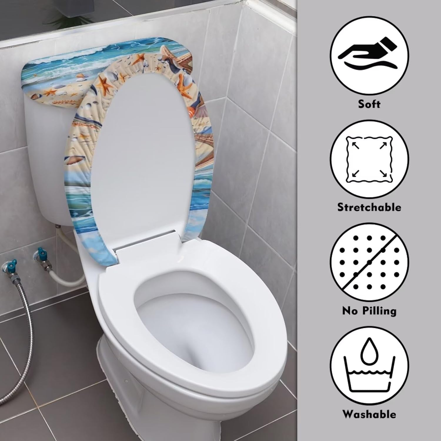 Starfish Toilet Lid Covers for Bathroom Beach Toilet Seat Covers for Bathroom Sets to Install Round Toilet Seat Cover Stylish Toilet Protective Cover Gift