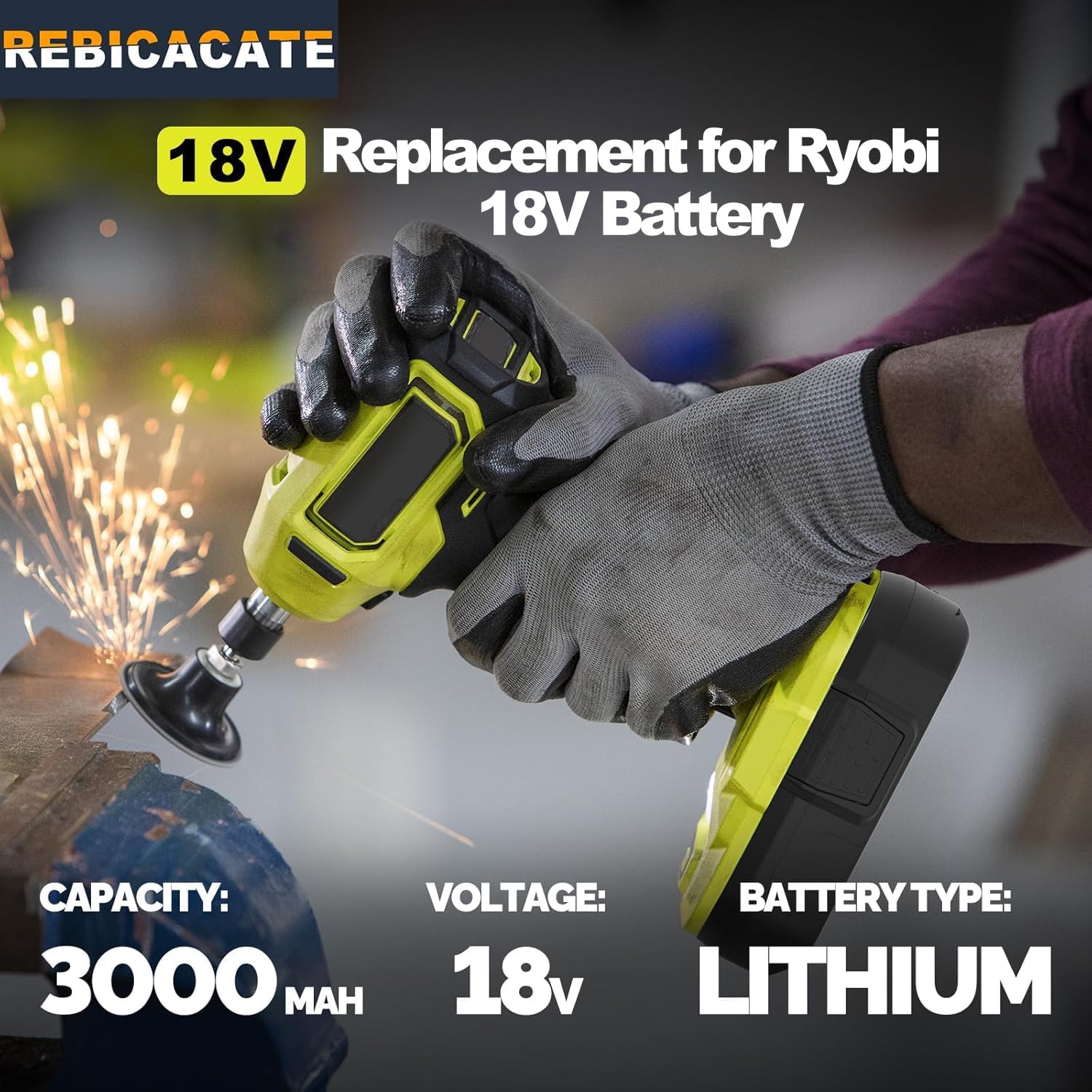 2 Pack 3000mAh Lithium Battery Replacement for Ryobi 18v Battery 3.0Ah P102 P103 P104 P105 P106 P107 P108, Compatible with Ryobi ONE+ 18V Cordless Power Tools and Charger
