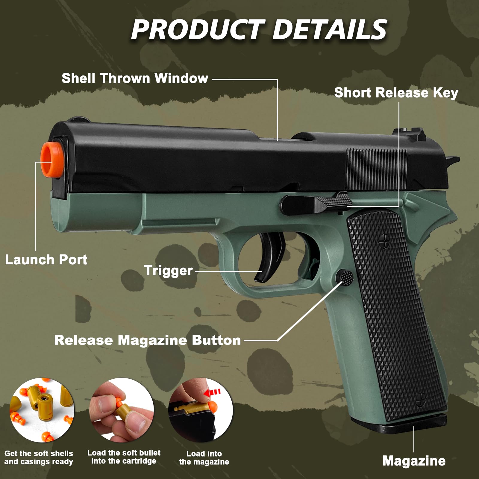 Soft Bullet Gun For Kids Automatic Reloading Toy Gun With Ejecting ...
