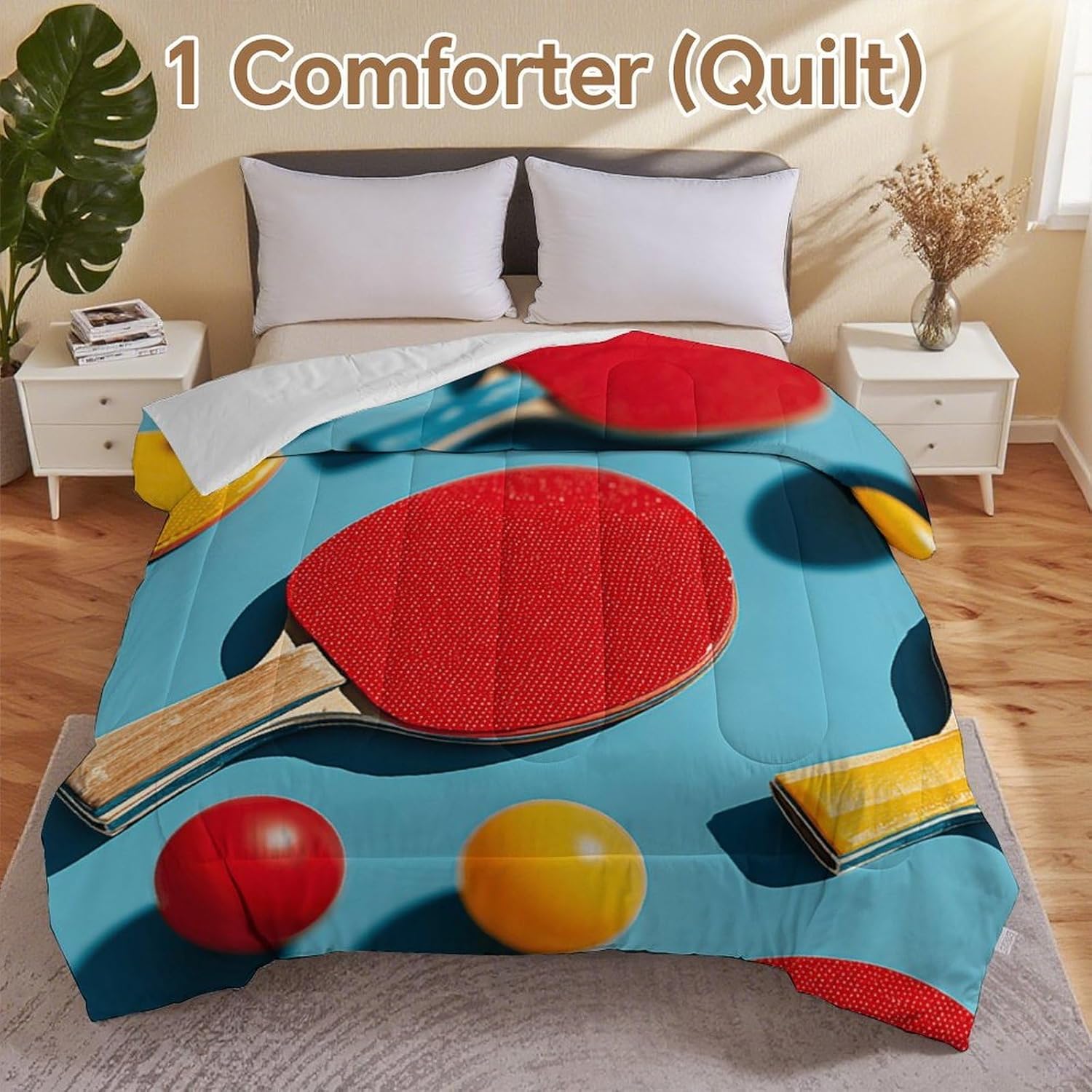 Table Tennis Equipment Comforter Bedding Heavy Bed Blanket Soft Warm Fluffy All Seasons Only Quilt 229x229cm
