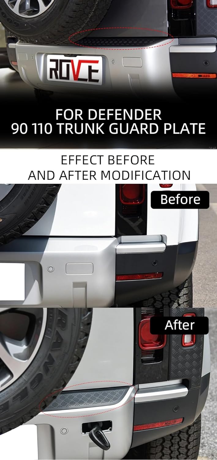 Professional ABS Rear Bumper Guard for Land Rover Defender 90/110/130 (2020-2025) Accessories Glossy Black Bumper Cover No Drill Installation Off-Road Armor Accessory