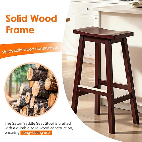 Miniatura 6 de PayLessHere Juego de Taburetes de Bar de 2, Taburetes de Silla de Montar de 30 Pulgadas de Altura, Sillas de Bar con Reposapiés y Estilo Industrial,
