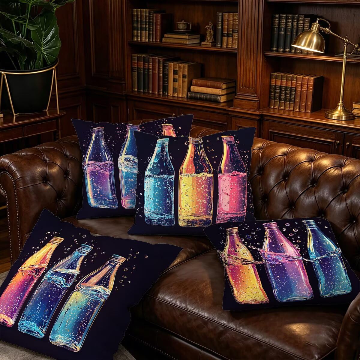 Federe Cuscini Divano 65x65 cm, Colorato Cuscini per Divano, Velluto Federe Cuscino Letto Impermeabili Set da 4, Copricuscini Estate Motivo con Cerniera Invisibile Design per Sofá, Regalo Donna A-25