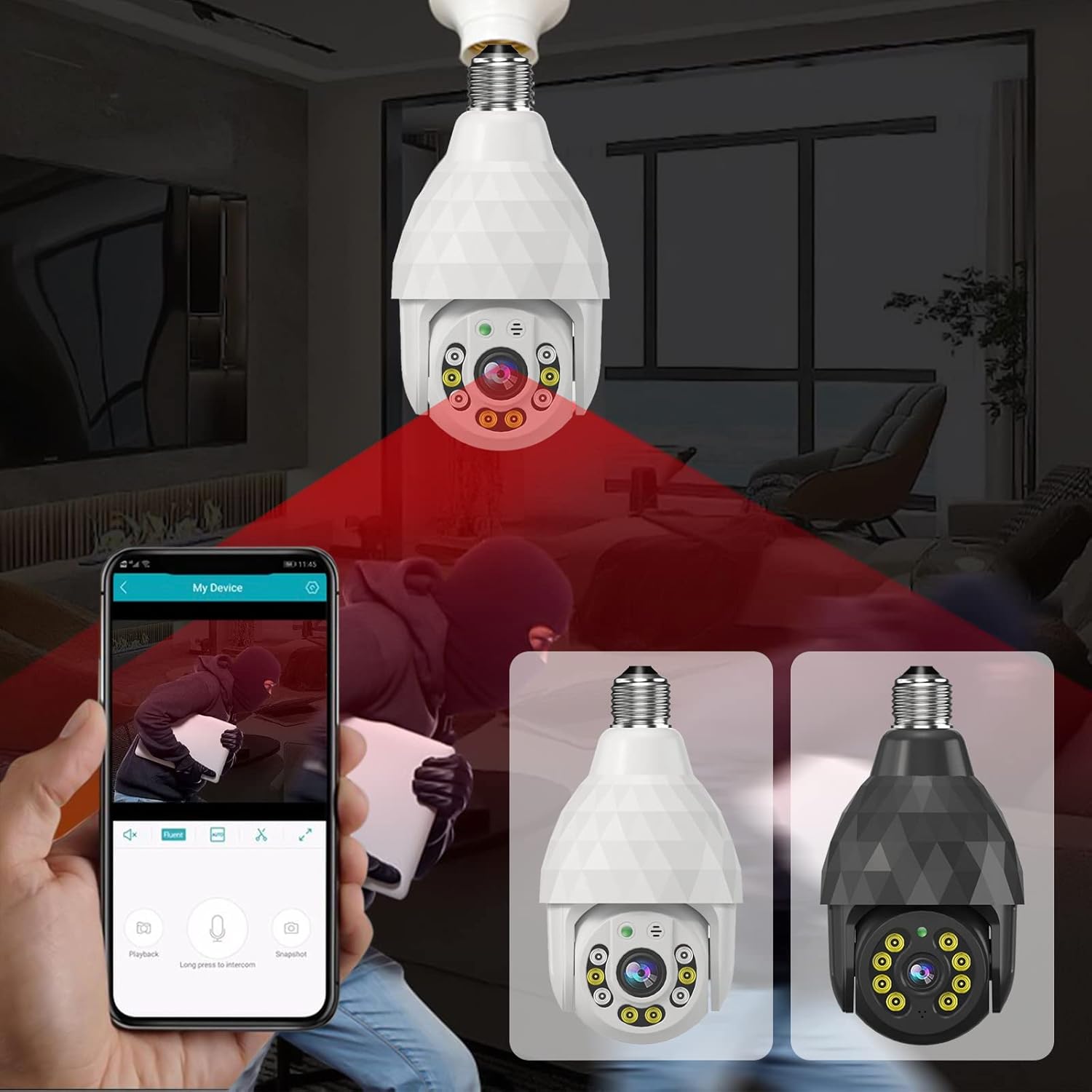 Wireless WiFi Light Bulb Camera 2MP Light Bulb Security