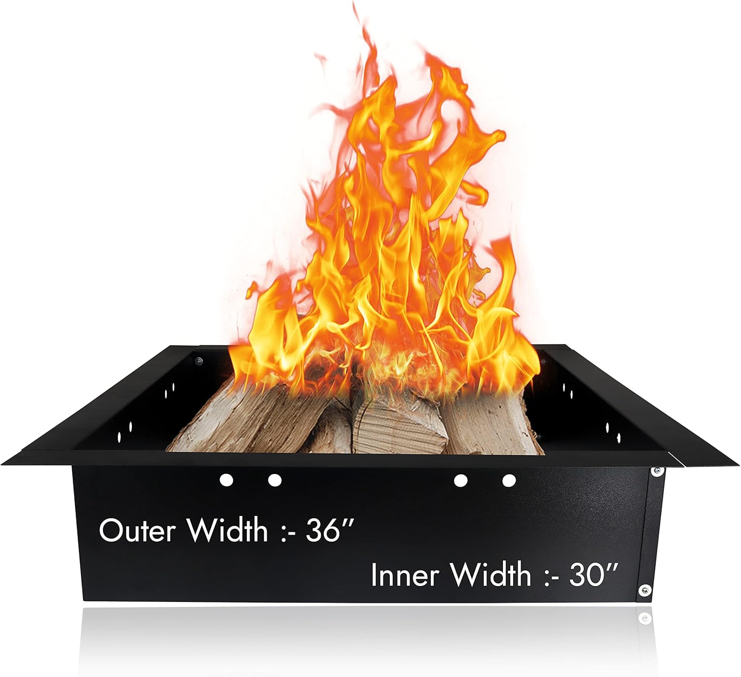 Simond Store Square Outdoor Fire Pit Ring 36" Outside Diameter 30" Inside Diameter, Portable 1.6