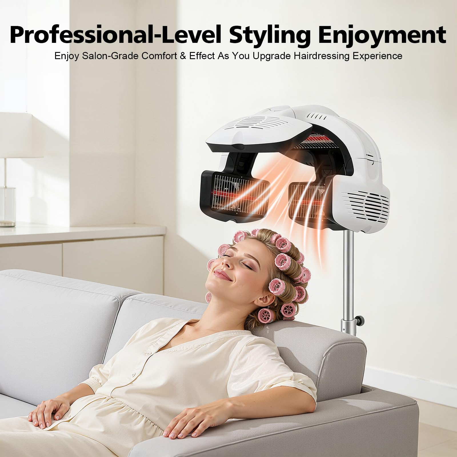 Dryhauben,Trockenhaube,Infrarot Heizung Fön Dauerwelle,220V 1250W Stand Höhe verstellbar Salon Friseur Haarseckenhaube Heizungsprozessor,X-förmige Basis,Weithin in Friseursalons,Spas