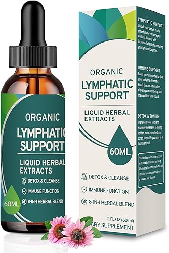 Gotas de drenaje linfático para limpieza de desintoxicación del sistema linfático, fórmula de suplemento de apoyo para linfedema, equinácea, flor de