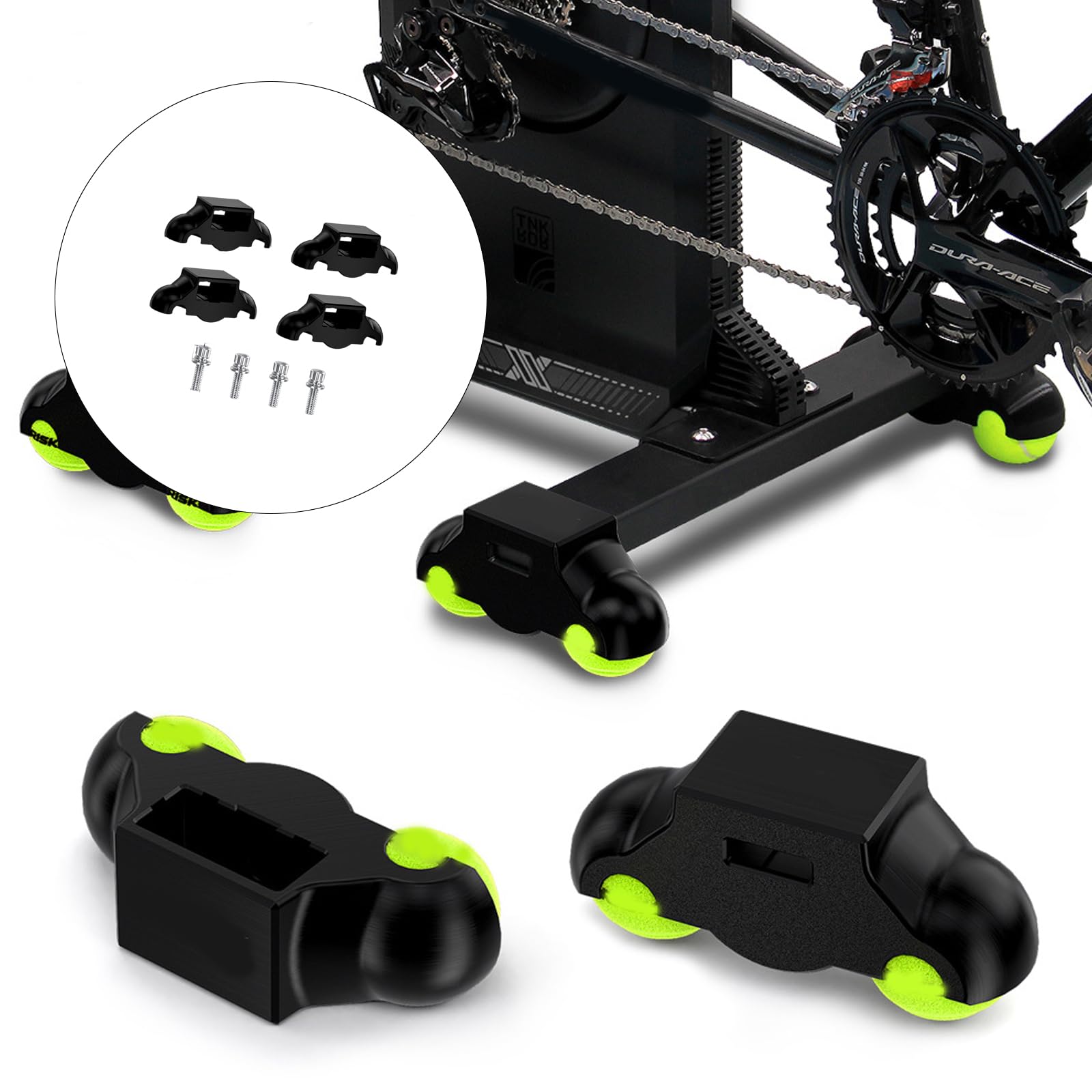 Soporte para entrenamiento de bicicleta de interior Rockers Base Bicycles Rockers para un entrenamiento estable con pies amortiguadores, bicicletas, amortiguadores de ruedas y almohadillas para