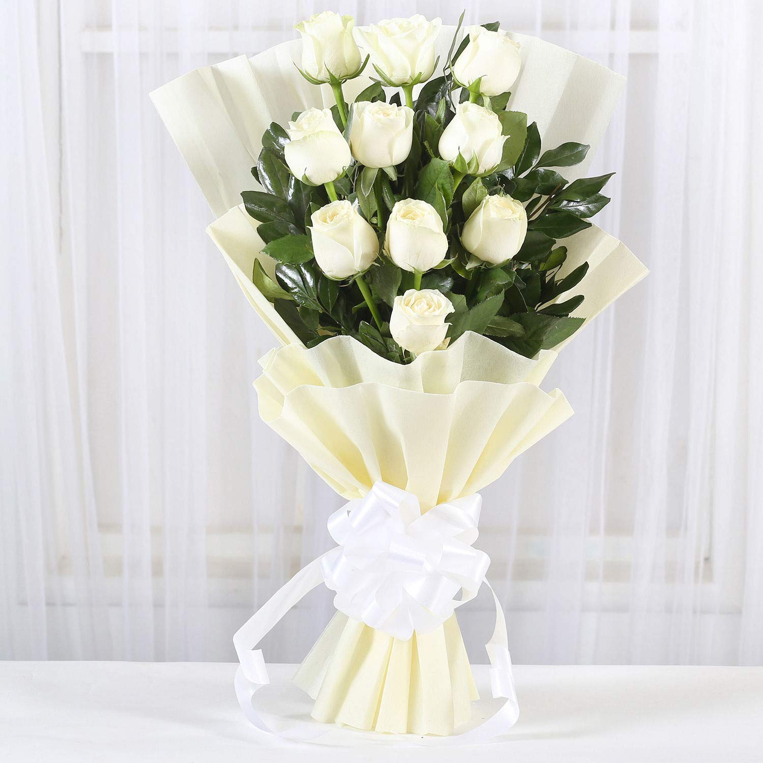 fnp Heavenly 10 White Roses Bunch For Birthday Gift, Anniversary Gift, Women's Day Gift, Valentine's Day Gift & Gift For Special Occasion, Wedding Flower Bouquet, Fresh Flower Wedding Gift-image-43