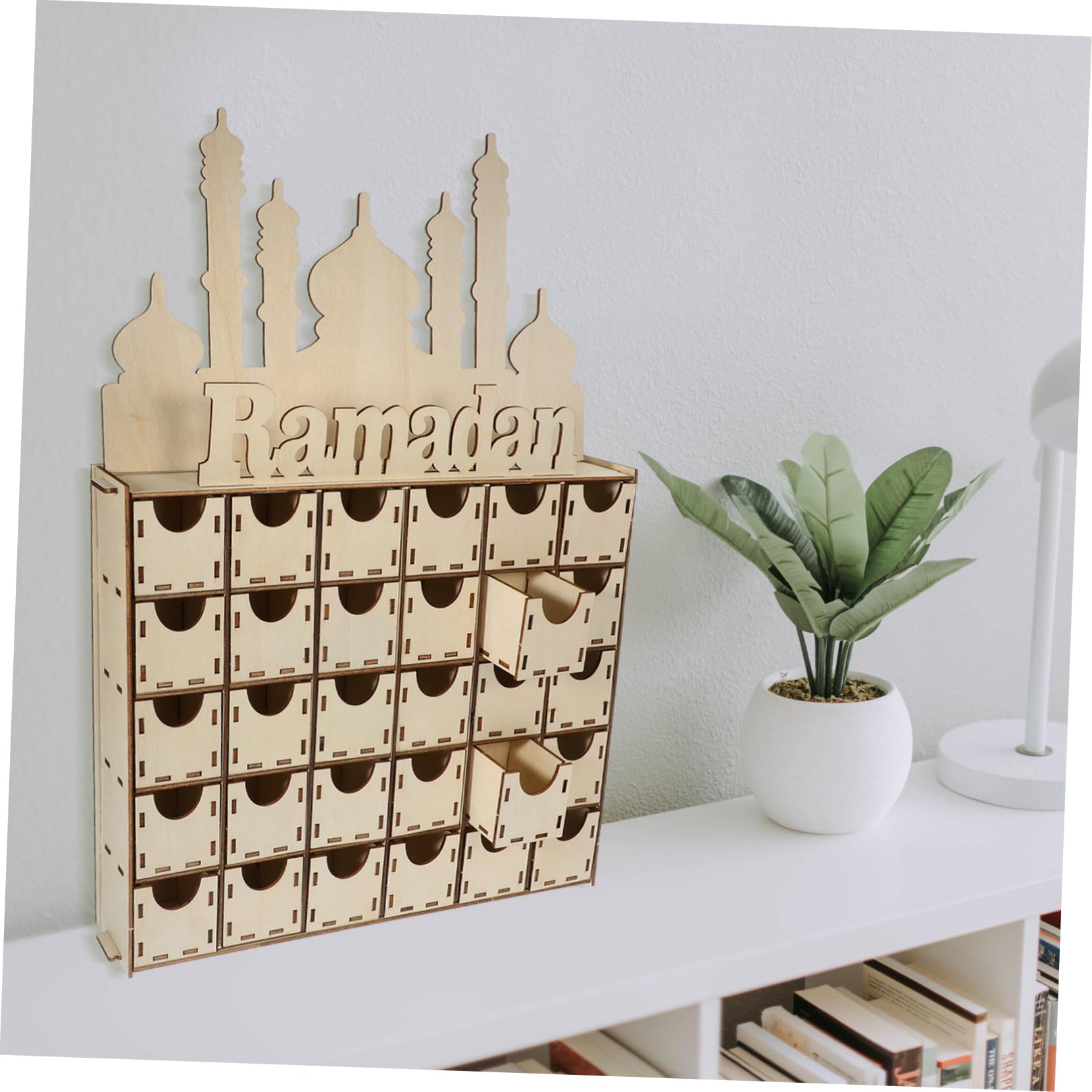 MAGICLULU Calendario De Adviento De Madera Para Hacer Uno Mismo Calendario De Regresiva Para Eid Mubarak Adornos De Madera Para Decoración De Hogar Durante Ramadán