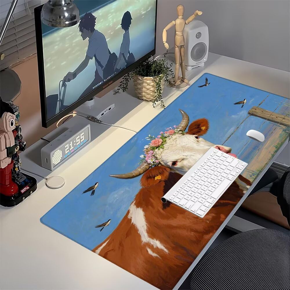 Uccello Tappetino Mouse XXL 1000x500x3mm, Gaming Tappetino Mouse Bue Mousepad con Base in Impermeabile Gomma Antiscivolo per Tastiera Computer Ufficio Idea Regalo Festa del Papà e Compleanno X-816
