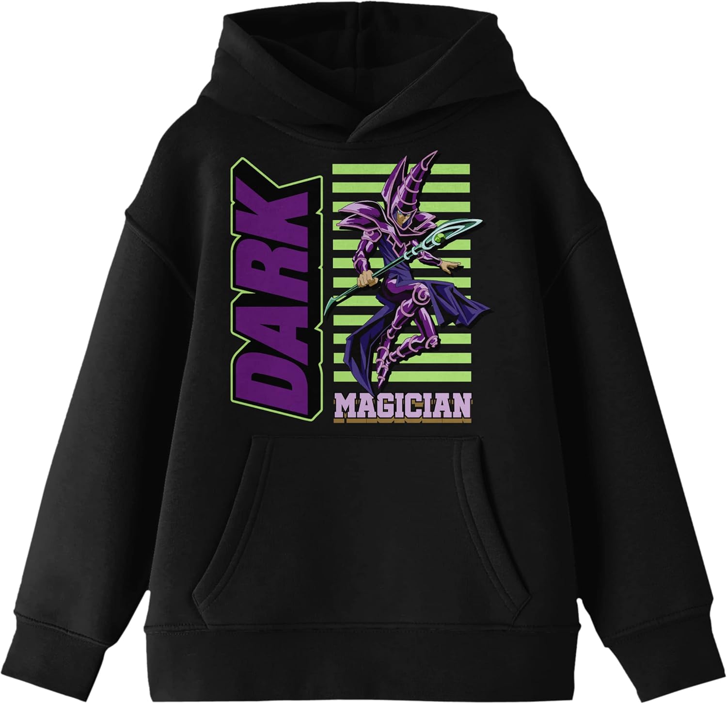 Bioworld Yu-Gi-Oh Dark Magician Puff Print Long Sleeve Youth Black Hooded Sweatshirt