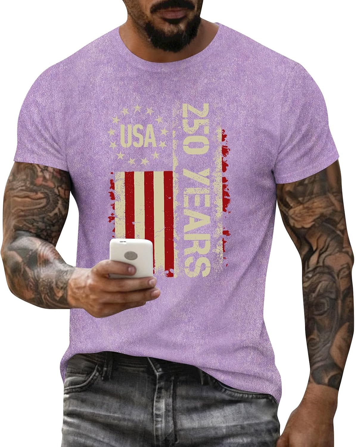 RTRDE Men's Short Sleeve American Flag Print 1776-2026 Independence Day We The People Patriotic Tshirt, S-2XL