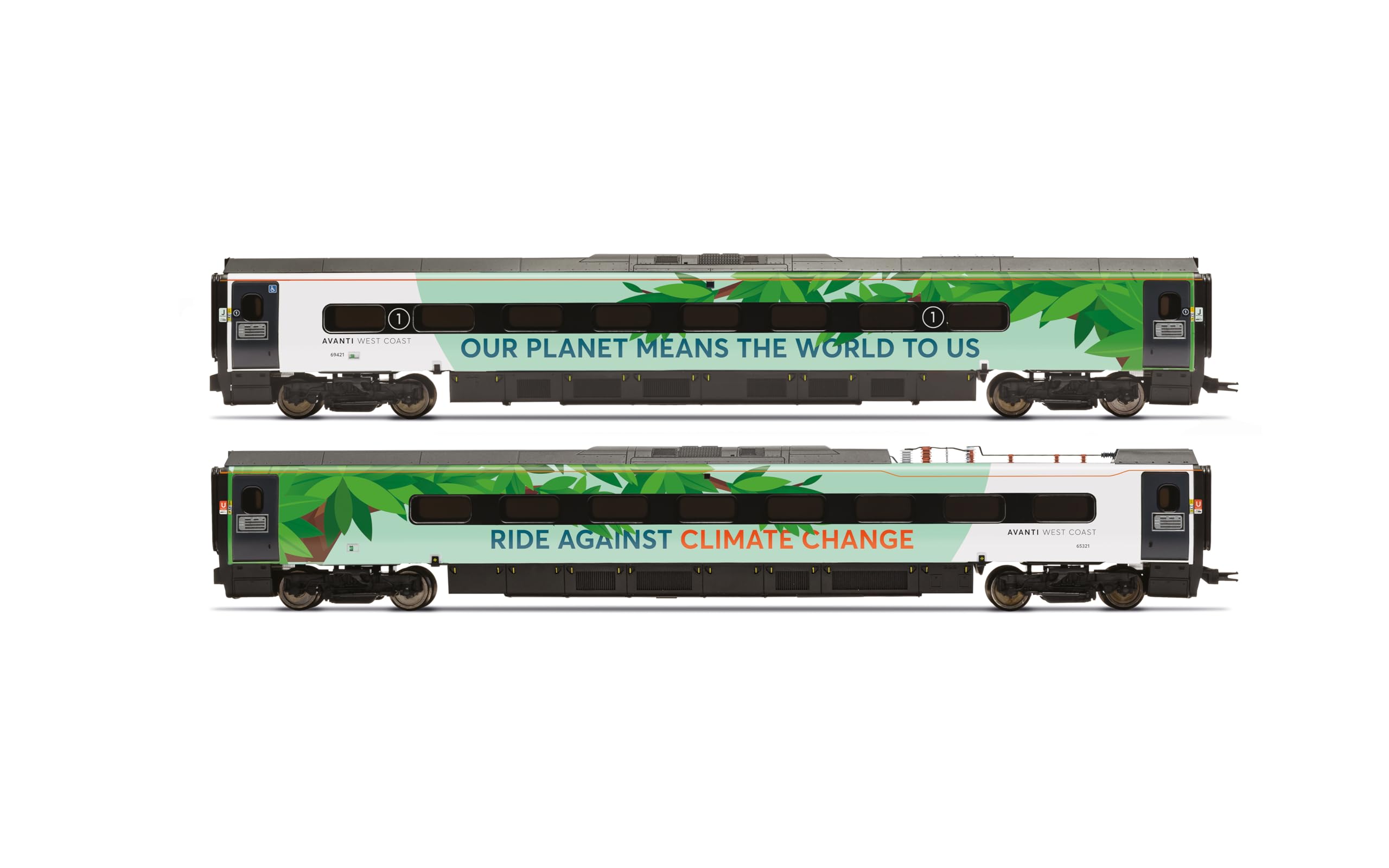 Hornby R40451 Avanti West Coast Class 390 Climate change Coach pack OO Gauge
