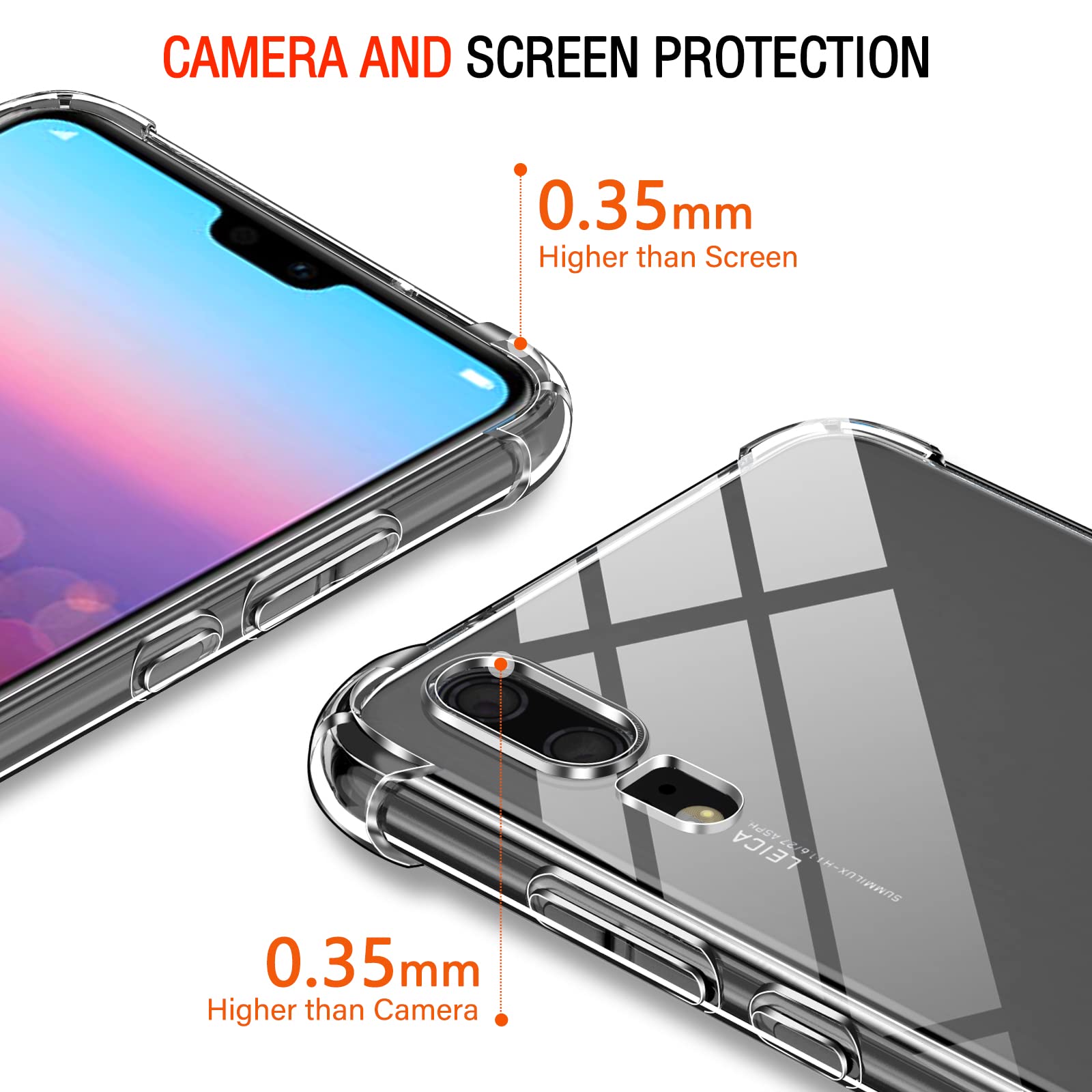 iVoler Cover per Honor 20 Pro, Custodia Trasparente per Assorbimento Degli Urti con Paraurti in TPU Morbido, Sottile Morbida in Silicone TPU Protettiva Case