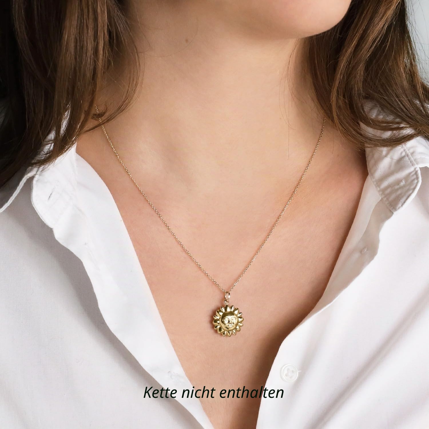 forme di Lucchetta - Anhänger Sonne mit Lächeln aus 14K Gelbgold