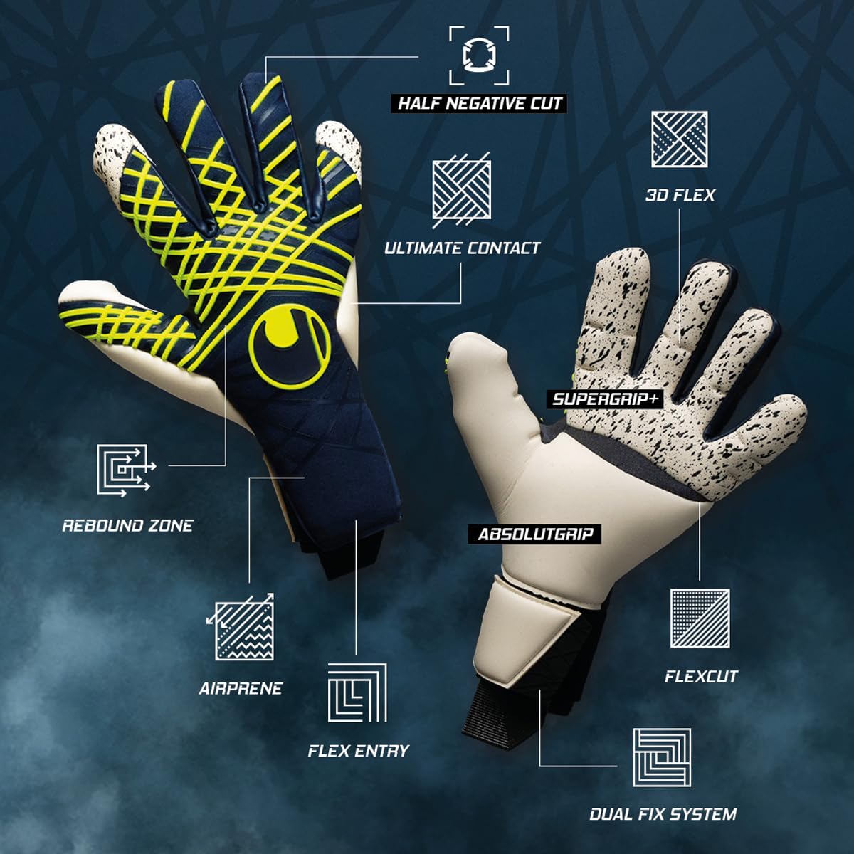 uhlsport Prediction Flex Hn - Guanti da Portiere di Calcio Bambini e Adulti