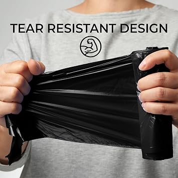 13 Gallon Black Trash Bags, 24 x 33 Black Garbage Bags (1000 COUNT) Bulk Trash Bag, Tall Kitchen - Made In USA
