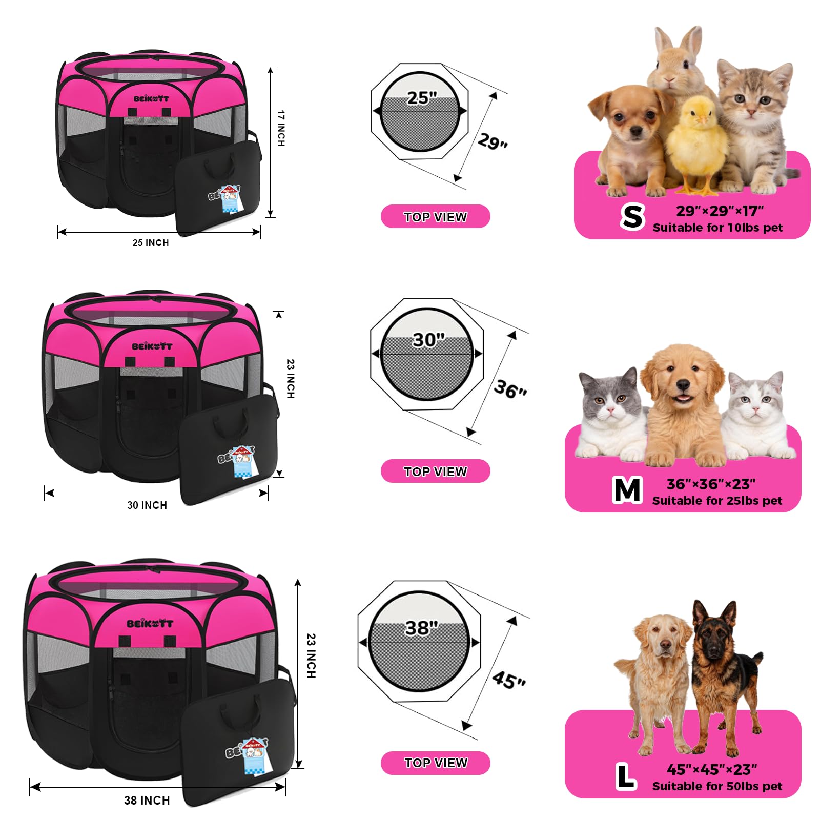 Parc de jeu pliable pour chien, tente d'exercice portable pour chiots/chiens/chats/lapins, tente de jeu pour chien avec housse en maille amovible pour voyage à l'intérieur et à l'extérieur