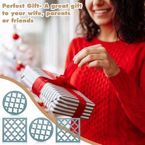 Miniatura 7 de Beeveer 4 salvamanteles de hierro fundido, redondos y cuadrados, de metal, decorativos con tapas de goma y colgador de anillo para ollas, sartenes,