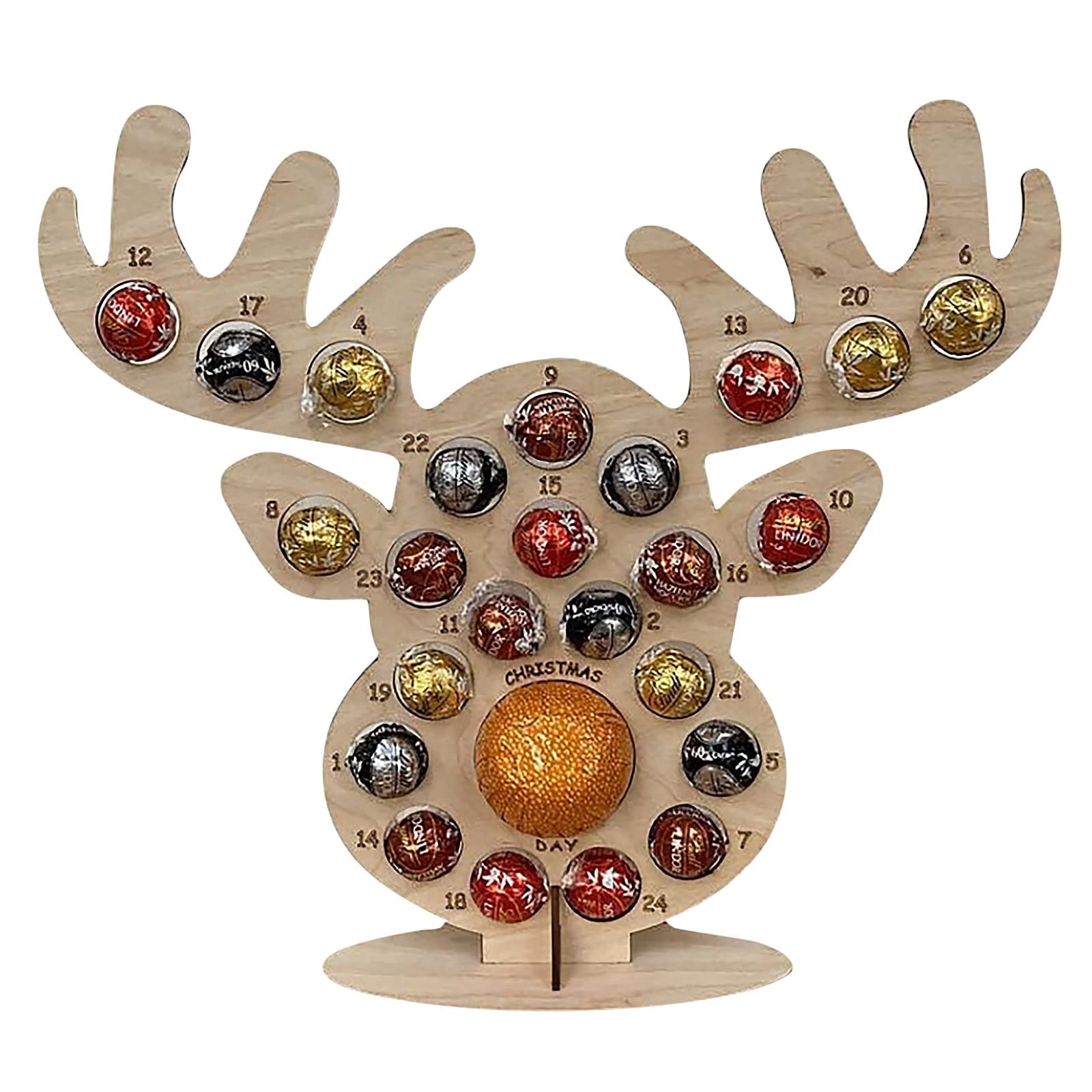 Adornos decorativos con marco de Navidad, Adviento, chocolate, calendario de fiesta de madera, hogar, 061762