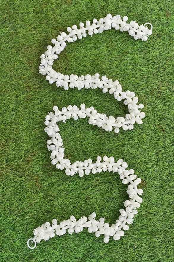 Image of Rajasthan Kraft Handmade Pack of 6 Jasmine Garland (5 Feet Each) Artificial Mogra Flower Mala Strings for Home, Festival & Event Decor, Diwali, Reusable, Lightweight & Realistic Long Floral Strings