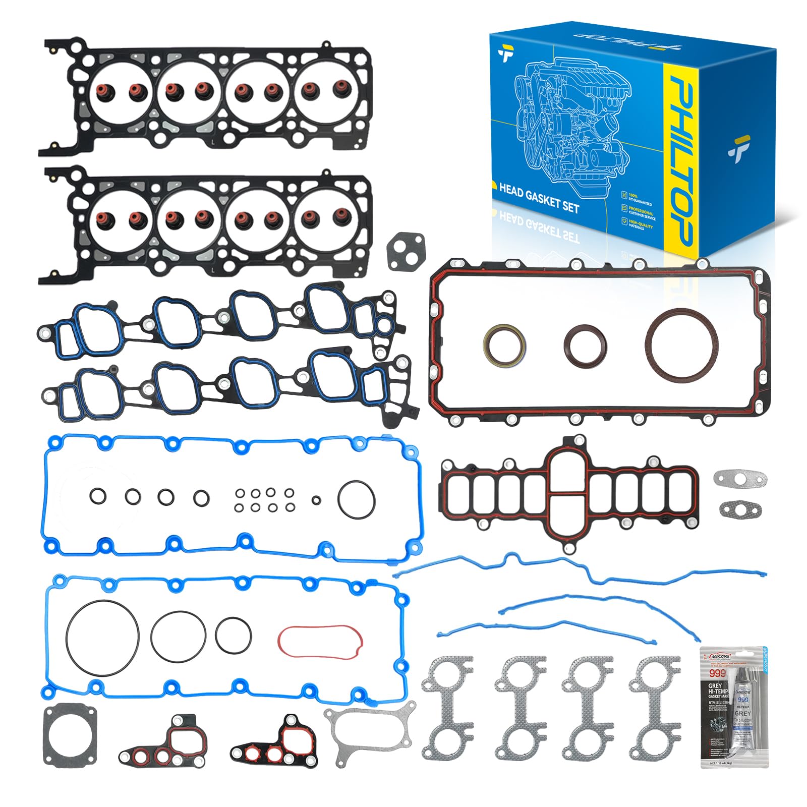 PHILTOP Head Gasket Kit Fit for Ford F-150 Expedition 2000-2004 5.4L | Fit for Ford F-250 F-350 Super Duty 2000-2004 5.7L, E-250 E-350 E-150 Econoline Club Wagon 2000-2002 5.4L, OE# HS 9790 PT-15