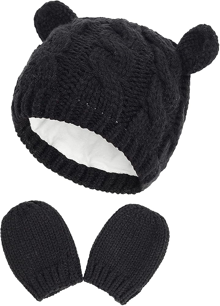 2 pezzi Set di cappello e guanti lavorati a maglia, cappello neonato