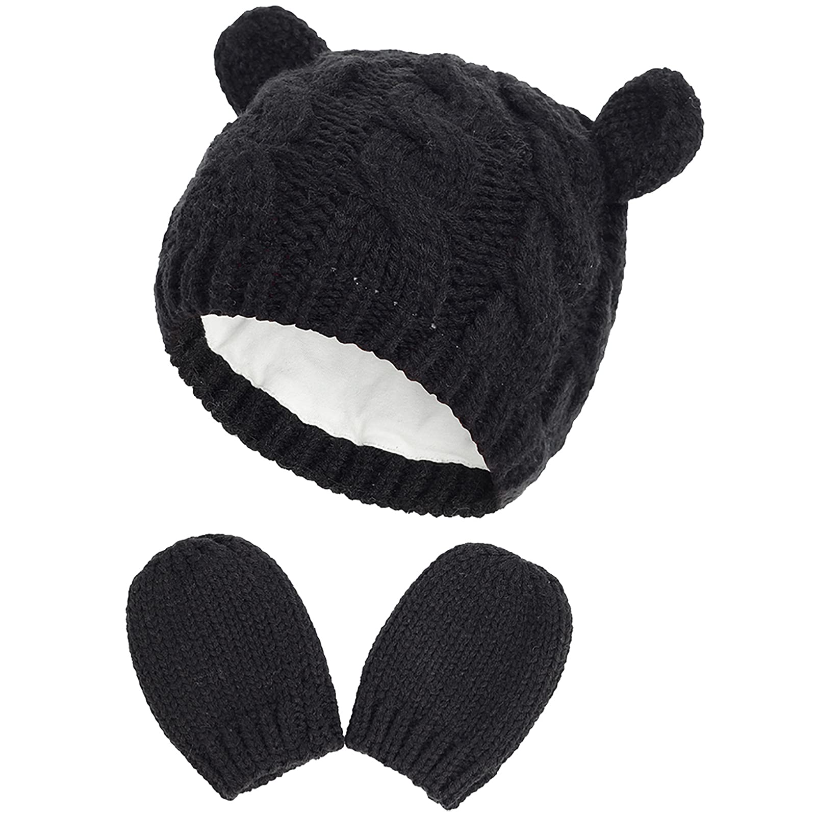 Malaxlx Neugeborenes Baby Winter Mütze Handschuhe Set – Warme gestrickte Mütze und Handschuhe für Mädchen und Jungen