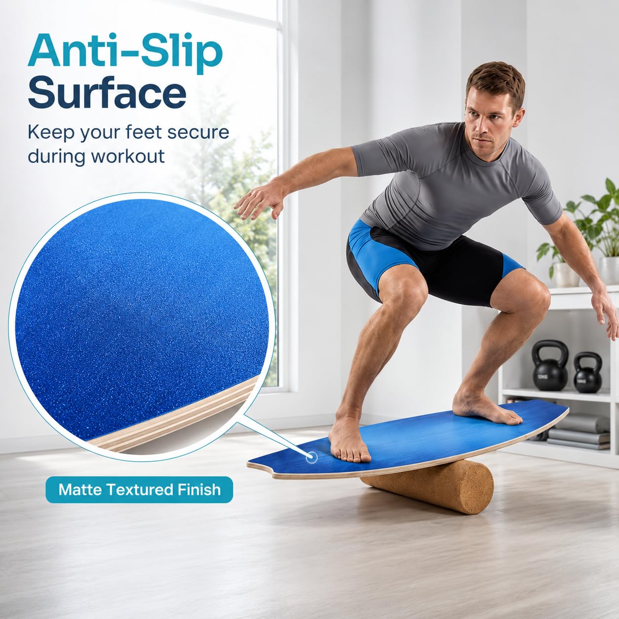 Planche d'Équilibre Set 3 Modes, Bois de Bouleau 200kg pour Fitness Maison