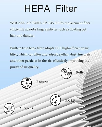 Miniatura 5 de AP-T40FL Reemplazo de filtro, compatible con HoMedics AP-T40, AP-T40FL, AP-T40WT, AP-T40WTAR, AP-T45, AP-T45-BK y AP-T45-WT purificador de aire,