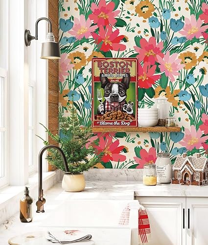 Miniatura 3 de Luvdecor Papel tapiz floral para despegar y pegar, extraíble, bohemio, papel tapiz botánico para pegar y despegar, apto para inquilinos, papel tapiz