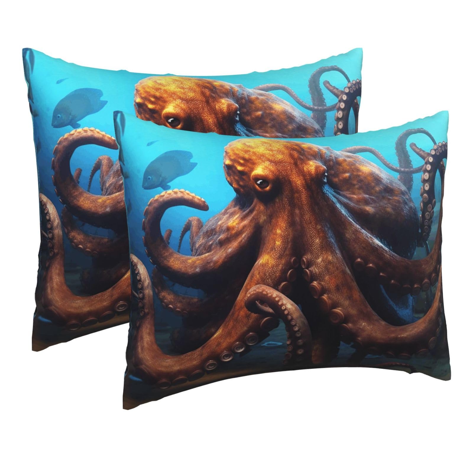2 Pack Pillow Cases with Hidden Zipper, Soft Breathable Pillow Covers for Hair and Skin, Huge Octopus Pillowcases 16"x20" Bed Pillow Protectors Cover for Sleeping Gifts