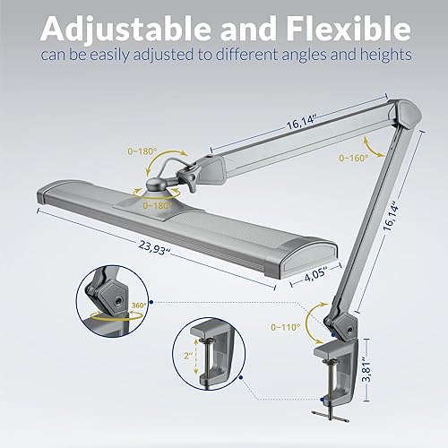 Miniatura 6 de AZARPIXEL Lámpara de escritorio LED profesional de 2,300 lúmenes, potente y superbrillante, brillo y color ajustable, luz de tarea para el hogar,