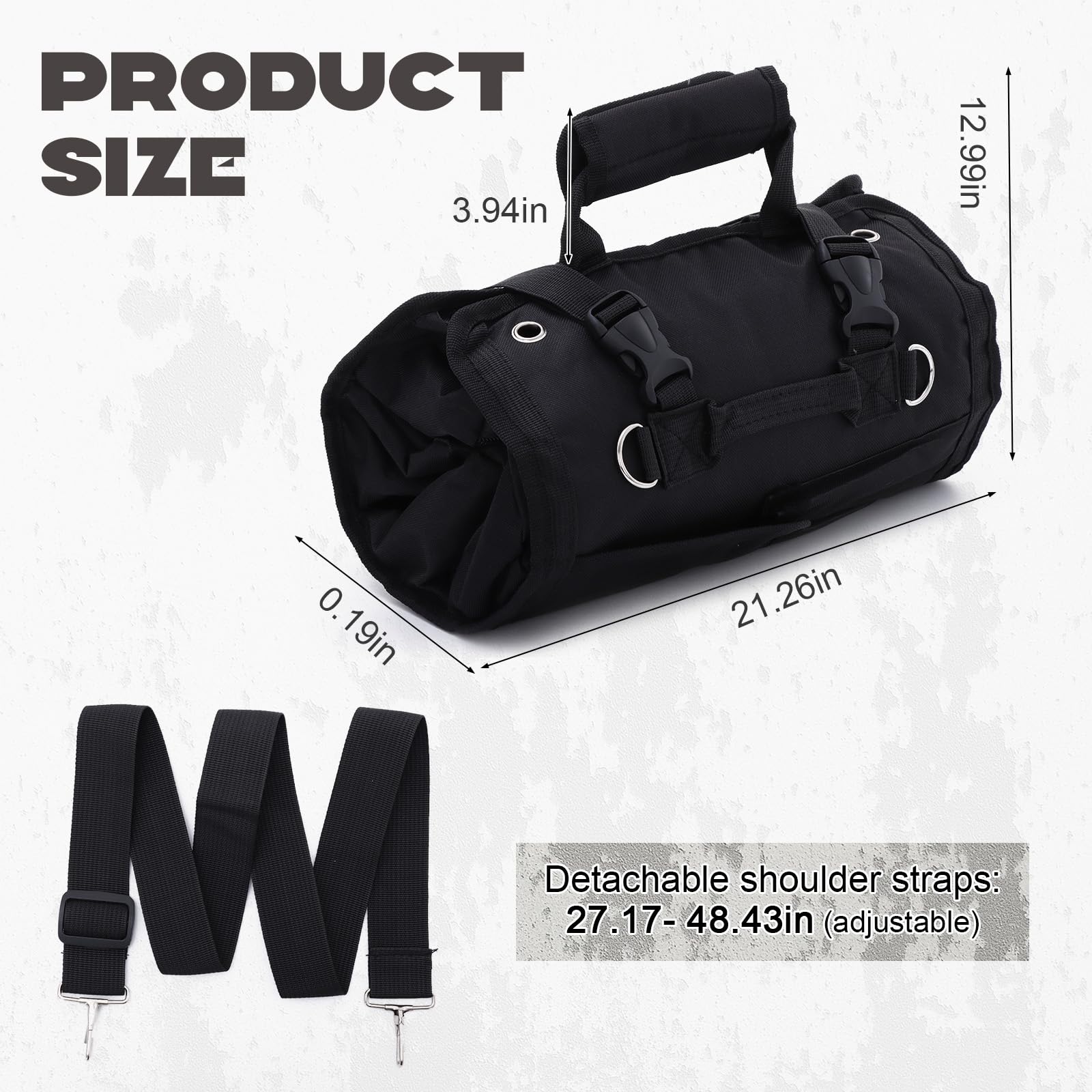 Freiesoldaten Tool Bag Heavy Duty Roll Up Tool Box Storage Organizer Portable Rollable Carrying Toolbag Tool Gift for Men with 2 Detachable Tool Pouch - Image 3