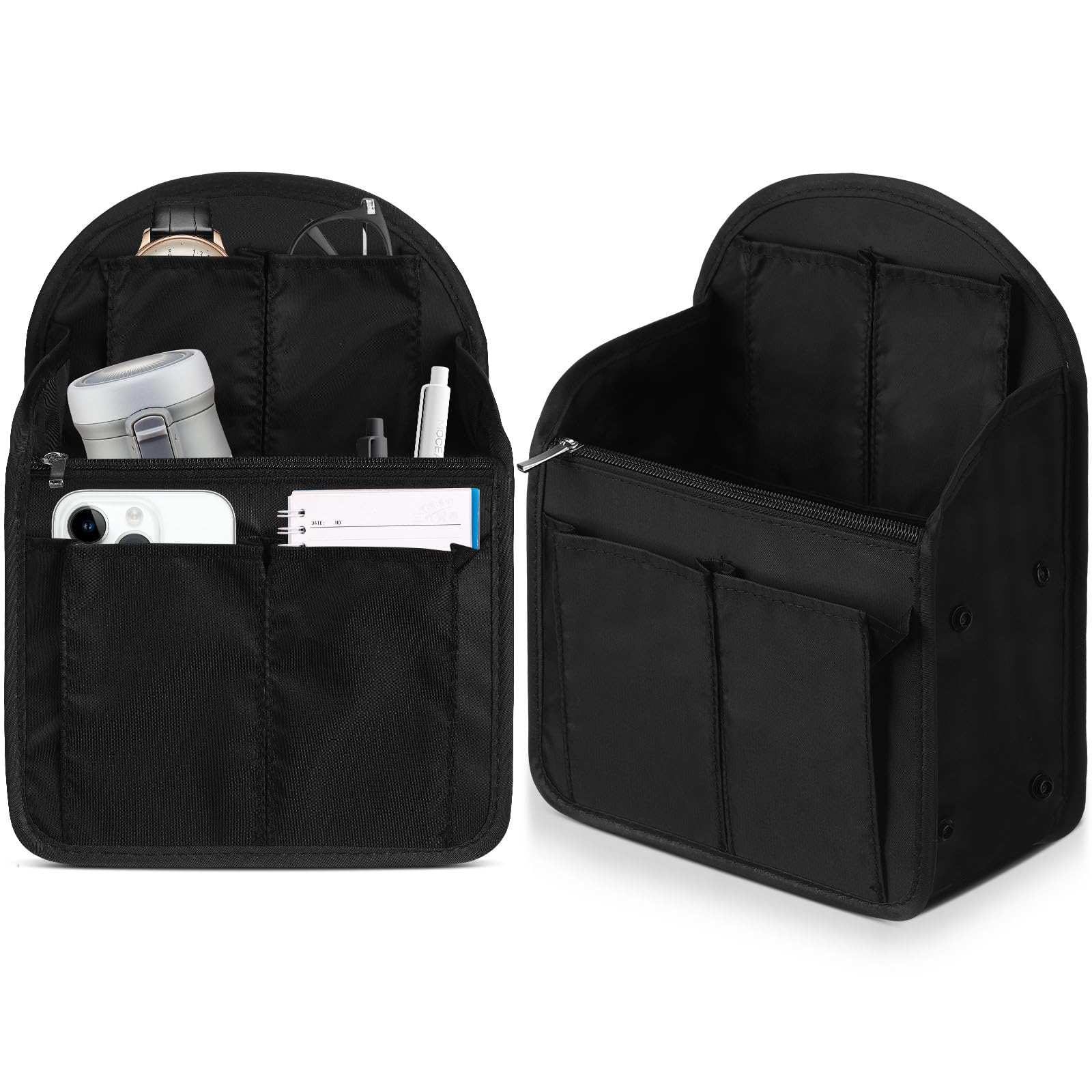 Sweetude 2 Pcs 7.9 x 4.8 x 11 Inch Mini Backpack Organizer Insert Small Shoulder Bag Divider for Rucksack Handbag Shoulder Bag Purse(Black)