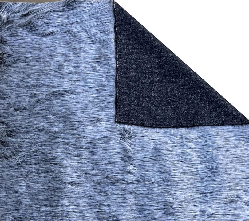 Image of Luxury Long Pile Faux Fur Fabric, Grey and Black 2.5 cm Pile Height (1 Meter)