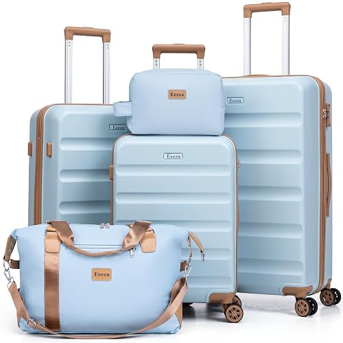 Luggage Sets 5 Piece Hard Case Suitcase Set with Spinner Wheels, Black