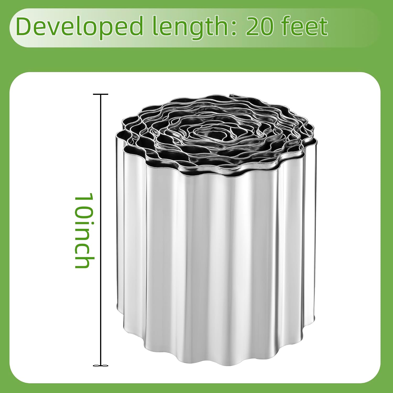 10" x 20FT Silver Corrugated Metal Landscape Edging image 2