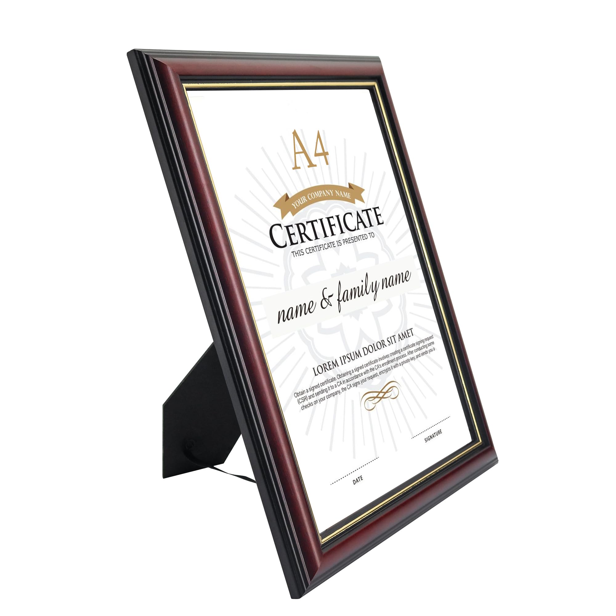 GraduationMall A4 Certificate Frame Document Diploma Picture Holder Solid Wood Real Glass for Wall Tabletop Display 2-Pack - Image 3