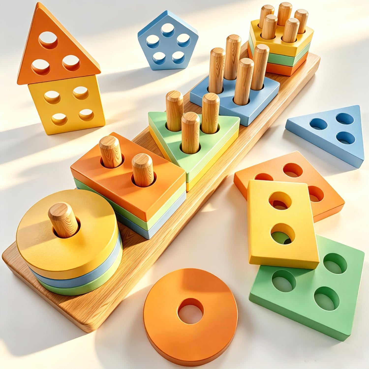 Wooden Montessori Toys for 1+ Year Old Boy Girl Gift: Toddler Shape Sorter