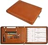 Genuine Leather Business Check Binder, 7 Ring Checkbook Binder, Personalized Engraved, 600 Checks Capacity for 9 13 Inch Sheet Brown